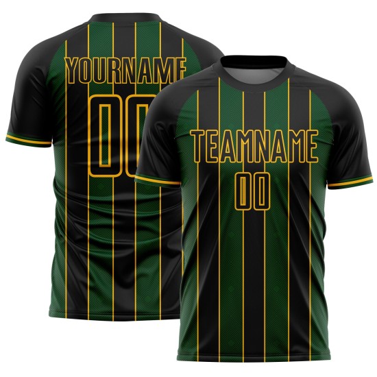 Jersey Sports Line Pinstripe Soccer Black Custom Sublimation Uniform Green-Gold Jersey Sports Line Pinstripe Soccer Black Custom Sublimation Uniform Green-Gold