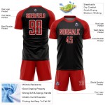Custom Jersey Uniform Soccer Pinstripe Red-White Black Sublimation Custom Jersey Uniform Soccer Pinstripe Red-White Black Sublimation