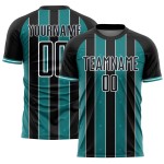 Custom Pinstripe Uniform Teal-White Sports Jersey Line Soccer Black Sublimation Custom Pinstripe Uniform Teal-White Sports Jersey Line Soccer Black Sublimation