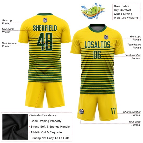 Jersey Green-White Uniform Gold Custom Soccer Sublimation Jersey Green-White Uniform Gold Custom Soccer Sublimation