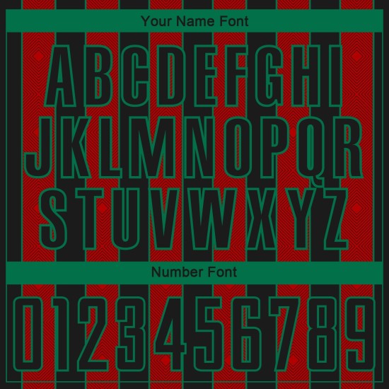 Black Sports Sublimation Soccer Red-Kelly Jersey Green Line Uniform Custom Pinstripe Black Sports Sublimation Soccer Red-Kelly Jersey Green Line Uniform Custom Pinstripe