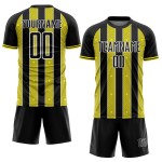 Custom Yellow-White Line Uniform Sublimation Light Black Pinstripe Sports Jersey Soccer Custom Yellow-White Line Uniform Sublimation Light Black Pinstripe Sports Jersey Soccer