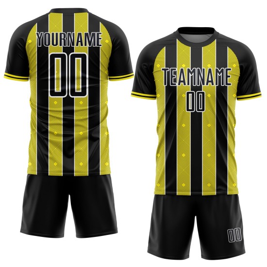 Custom Yellow-White Line Uniform Sublimation Light Black Pinstripe Sports Jersey Soccer Custom Yellow-White Line Uniform Sublimation Light Black Pinstripe Sports Jersey Soccer