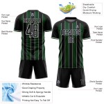 Uniform Green-White Line Black Jersey Soccer Sports Custom Sublimation Pinstripe Uniform Green-White Line Black Jersey Soccer Sports Custom Sublimation Pinstripe