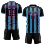Black Blue-Pink Line Sky Custom Sublimation Pinstripe Soccer Uniform Sports Jersey Black Blue-Pink Line Sky Custom Sublimation Pinstripe Soccer Uniform Sports Jersey