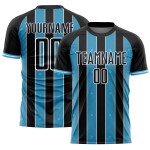 Line Uniform Black Sports Sky Blue-White Pinstripe Jersey Sublimation Soccer Custom Line Uniform Black Sports Sky Blue-White Pinstripe Jersey Sublimation Soccer Custom