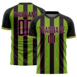Soccer Sublimation Green-Pink Neon Pinstripe Custom Jersey Uniform Line Black Sports Soccer Sublimation Green-Pink Neon Pinstripe Custom Jersey Uniform Line Black Sports