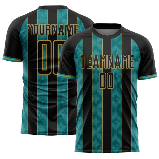 Soccer Pinstripe Sublimation Line Black Gold Teal-Old Sports Jersey Uniform Custom Soccer Pinstripe Sublimation Line Black Gold Teal-Old Sports Jersey Uniform Custom