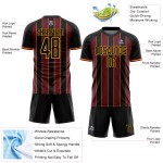 Custom Uniform Crimson-Gold Sublimation Jersey Sports Line Pinstripe Soccer Black Custom Uniform Crimson-Gold Sublimation Jersey Sports Line Pinstripe Soccer Black