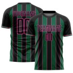 Soccer Pinstripe Kelly Uniform Sublimation Line Green-Pink Black Jersey Custom Sports Soccer Pinstripe Kelly Uniform Sublimation Line Green-Pink Black Jersey Custom Sports