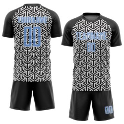 Soccer Uniform Jersey Custom Light Blue-White Black Sublimation