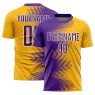 Custom Soccer Jersey Uniform Purple-White Gold Arrow Gradient Sublimation