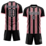 Line Medium Pinstripe Jersey Uniform Custom Sports Black Pink-White Soccer Sublimation Line Medium Pinstripe Jersey Uniform Custom Sports Black Pink-White Soccer Sublimation