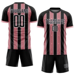Line Medium Pinstripe Jersey Uniform Custom Sports Black Pink-White Soccer Sublimation Line Medium Pinstripe Jersey Uniform Custom Sports Black Pink-White Soccer Sublimation