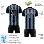 Uniform Custom Soccer Jersey Line Black Pinstripe Sports Light Sublimation Blue-White Uniform Custom Soccer Jersey Line Black Pinstripe Sports Light Sublimation Blue-White