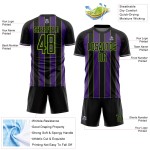 Pinstripe Custom Uniform Green Soccer Sublimation Jersey Black Line Purple-Neon Sports Pinstripe Custom Uniform Green Soccer Sublimation Jersey Black Line Purple-Neon Sports