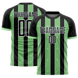 Jersey Green-White Uniform Pinstripe Sublimation Soccer Line Pea Black Sports Custom