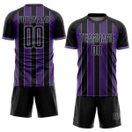 Jersey Sublimation Sports Custom Uniform Purple-Gray Line Black Soccer Pinstripe Jersey Sublimation Sports Custom Uniform Purple-Gray Line Black Soccer Pinstripe