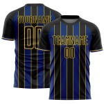 Pinstripe Royal-Yellow Jersey Sports Custom Soccer Line Uniform Sublimation Black Pinstripe Royal-Yellow Jersey Sports Custom Soccer Line Uniform Sublimation Black