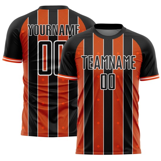 Uniform Soccer Pinstripe Jersey Orange-White Custom Line Black Sports Sublimation Uniform Soccer Pinstripe Jersey Orange-White Custom Line Black Sports Sublimation