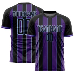 Sublimation Sports Jersey Soccer Uniform Pinstripe Blue Line Purple-Light Custom Black