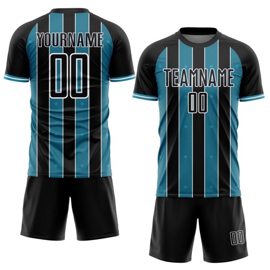 Panther Sports Sublimation Uniform Soccer Line Blue-White Pinstripe Custom Jersey Black Panther Sports Sublimation Uniform Soccer Line Blue-White Pinstripe Custom Jersey Black