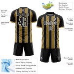 Old Custom Pinstripe Black Sports Soccer Sublimation Gold-White Line Uniform Jersey Old Custom Pinstripe Black Sports Soccer Sublimation Gold-White Line Uniform Jersey
