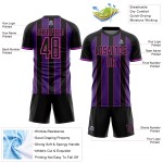 Purple-Pink Uniform Custom Sports Black Line Jersey Soccer Pinstripe Sublimation Purple-Pink Uniform Custom Sports Black Line Jersey Soccer Pinstripe Sublimation