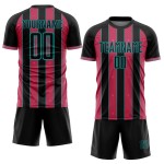 Pinstripe Line Jersey Pink-Aqua Custom Soccer Neon Black Sports Sublimation Uniform Pinstripe Line Jersey Pink-Aqua Custom Soccer Neon Black Sports Sublimation Uniform