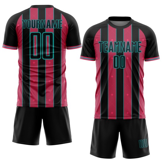 Pinstripe Line Jersey Pink-Aqua Custom Soccer Neon Black Sports Sublimation Uniform Pinstripe Line Jersey Pink-Aqua Custom Soccer Neon Black Sports Sublimation Uniform