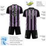 Line Pinstripe Jersey Purple-White Light Black Sports Soccer Sublimation Uniform Custom Line Pinstripe Jersey Purple-White Light Black Sports Soccer Sublimation Uniform Custom