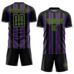 Pinstripe Custom Uniform Green Soccer Sublimation Jersey Black Line Purple-Neon Sports Pinstripe Custom Uniform Green Soccer Sublimation Jersey Black Line Purple-Neon Sports