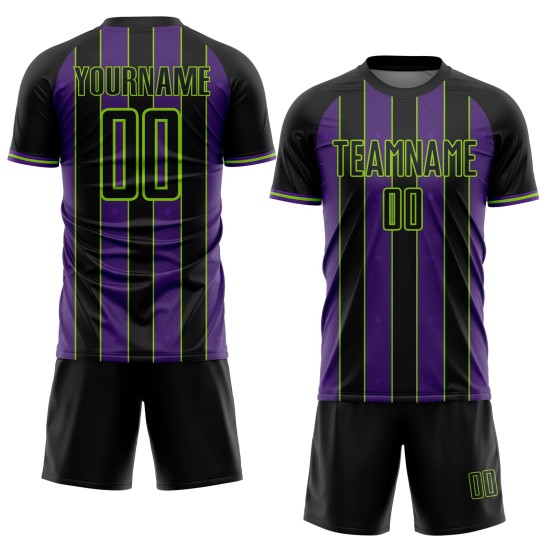 Pinstripe Custom Uniform Green Soccer Sublimation Jersey Black Line Purple-Neon Sports Pinstripe Custom Uniform Green Soccer Sublimation Jersey Black Line Purple-Neon Sports