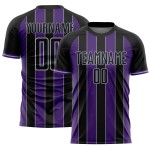 Jersey Sublimation Sports Custom Uniform Purple-Gray Line Black Soccer Pinstripe Jersey Sublimation Sports Custom Uniform Purple-Gray Line Black Soccer Pinstripe
