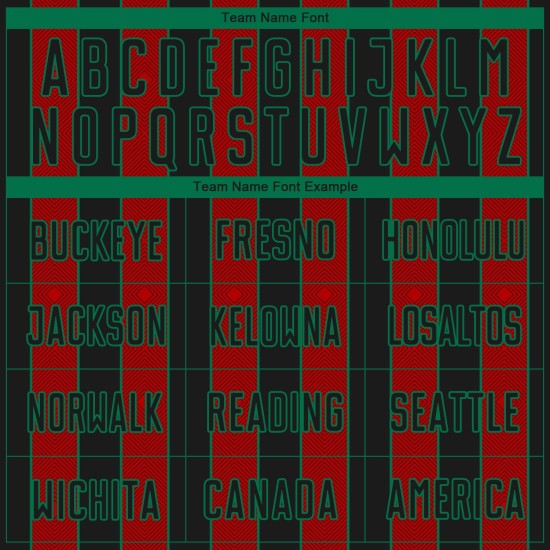 Black Sports Sublimation Soccer Red-Kelly Jersey Green Line Uniform Custom Pinstripe Black Sports Sublimation Soccer Red-Kelly Jersey Green Line Uniform Custom Pinstripe