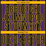 Sublimation Soccer Custom Purple-Gold Sports Line Black Uniform Jersey Pinstripe Sublimation Soccer Custom Purple-Gold Sports Line Black Uniform Jersey Pinstripe