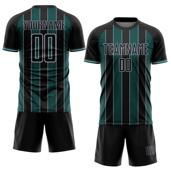 Line Black Sublimation Sports Jersey Soccer Green-Gray Pinstripe Uniform Midnight Custom Line Black Sublimation Sports Jersey Soccer Green-Gray Pinstripe Uniform Midnight Custom