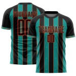 Black Soccer Aqua-Orange Sublimation Uniform Custom Line Sports Jersey Pinstripe Black Soccer Aqua-Orange Sublimation Uniform Custom Line Sports Jersey Pinstripe