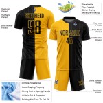 Black Pinstripe Custom Split Gold Soccer Fashion Sublimation Jersey Uniform Black Pinstripe Custom Split Gold Soccer Fashion Sublimation Jersey Uniform