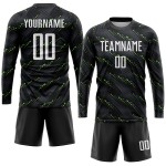 Sublimation White-Kelly Green Soccer Jersey Uniform Custom Black Sublimation White-Kelly Green Soccer Jersey Uniform Custom Black