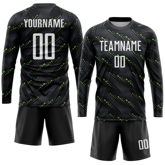 Sublimation White-Kelly Green Soccer Jersey Uniform Custom Black Sublimation White-Kelly Green Soccer Jersey Uniform Custom Black