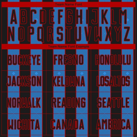 Black Pinstripe Powder Soccer Sports Sublimation Uniform Blue-Red Line Jersey Custom