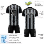 Soccer Jersey Black Pinstripe Silver-White Uniform Sports Sublimation Custom Line Soccer Jersey Black Pinstripe Silver-White Uniform Sports Sublimation Custom Line