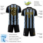 Uniform Black Custom Light Line Jersey Blue-Yellow Sports Sublimation Pinstripe Soccer Uniform Black Custom Light Line Jersey Blue-Yellow Sports Sublimation Pinstripe Soccer