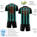 Black Soccer Aqua-Orange Sublimation Uniform Custom Line Sports Jersey Pinstripe Black Soccer Aqua-Orange Sublimation Uniform Custom Line Sports Jersey Pinstripe