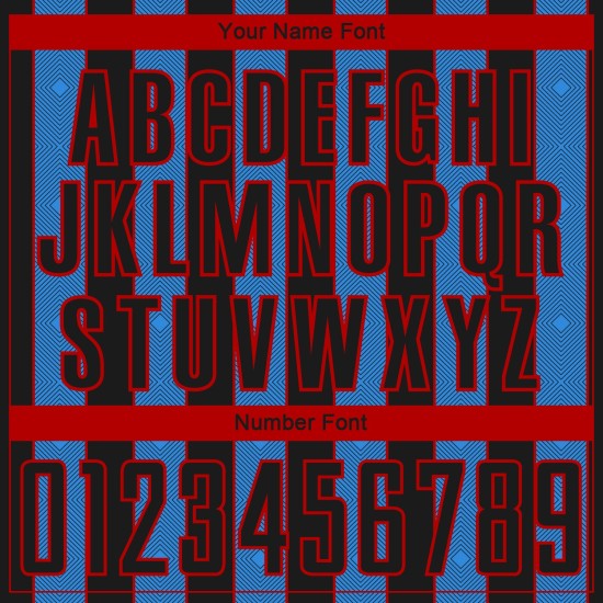 Black Pinstripe Powder Soccer Sports Sublimation Uniform Blue-Red Line Jersey Custom