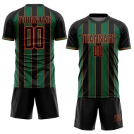 Custom Black Line Green-Orange Soccer Jersey Pinstripe Uniform Sports Kelly Sublimation Custom Black Line Green-Orange Soccer Jersey Pinstripe Uniform Sports Kelly Sublimation
