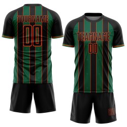 Custom Black Line Green-Orange Soccer Jersey Pinstripe Uniform Sports Kelly Sublimation Custom Black Line Green-Orange Soccer Jersey Pinstripe Uniform Sports Kelly Sublimation