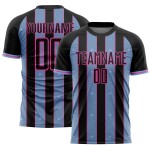 Soccer Line Black Uniform Blue-Pink Jersey Sublimation Custom Pinstripe Light Sports Soccer Line Black Uniform Blue-Pink Jersey Sublimation Custom Pinstripe Light Sports