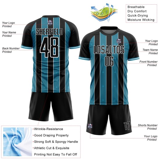 Panther Sports Sublimation Uniform Soccer Line Blue-White Pinstripe Custom Jersey Black Panther Sports Sublimation Uniform Soccer Line Blue-White Pinstripe Custom Jersey Black
